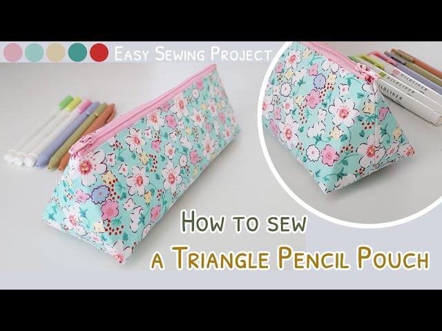 How to sew a triangle pencil pouch with 20cm zipper | diy pencil pouch | easy pencil case sewing