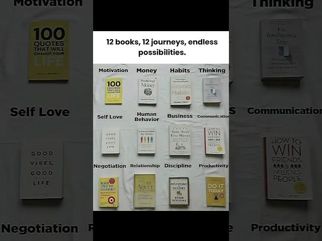 "12 Books, 12 Journeys: Endless Possibilities for Personal Growth" #bookstoread #selfimprovement