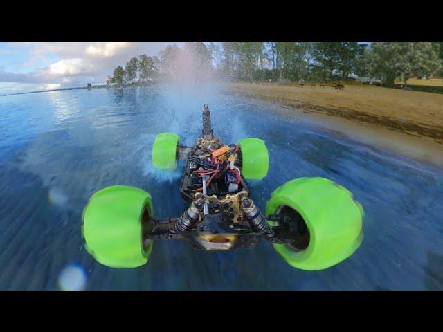 DRIVING A Hydroplaning RC CAR On WATER!