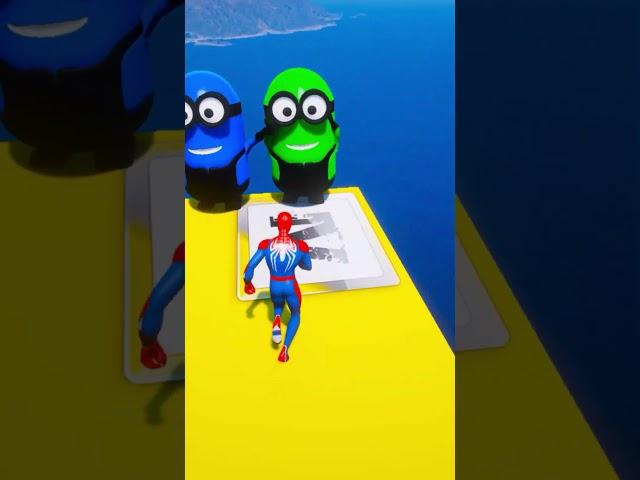 GTA 5 Epic Ragdolls GREEN SPIDERMAN VS RED MINION VS GREEN MINION (Physics & Funny Fails)#165