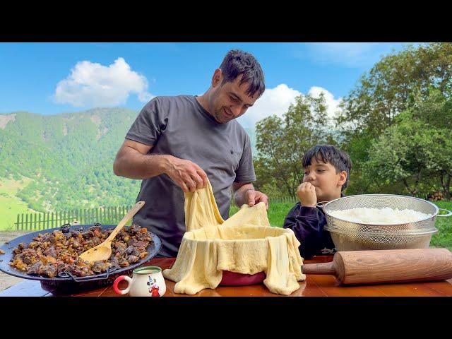 COOKING SHAH PILAF THE KING OF RECIPES! OUTDOOR COOKING IN THE MOUNTAIN VILLAGE