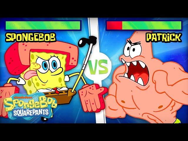 SpongeBob Fight Scenes with HEALTHBARS  | 60+ Minute Compilation | @SpongeBobOfficial