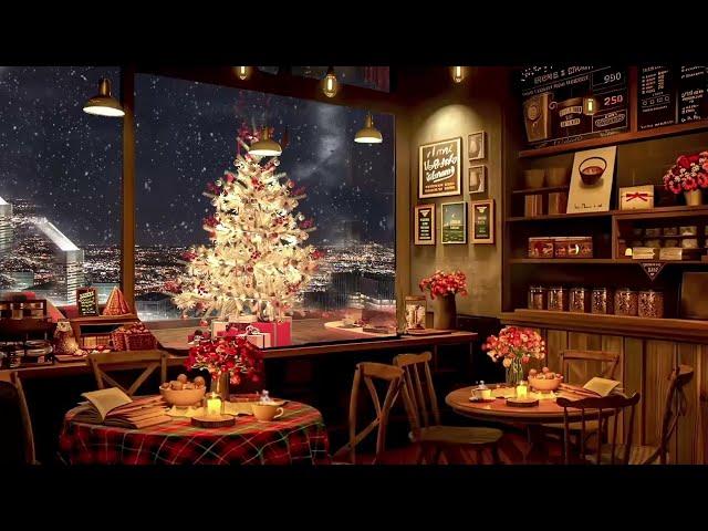 Cozy Christmas Coffee Shop Ambience-1950s Jazz Music for Relaxing Studying | Winter Background Music