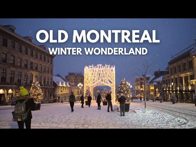 Winter Wonderland️Walking Tour Old Montreal4K UHD Christmas Evening