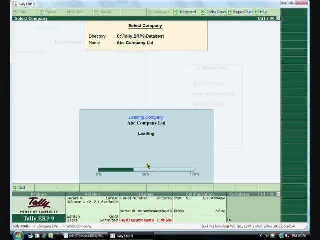 How to split the company data year wise in tally