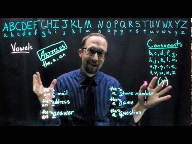 Using articles a, an, and the with letters in American English