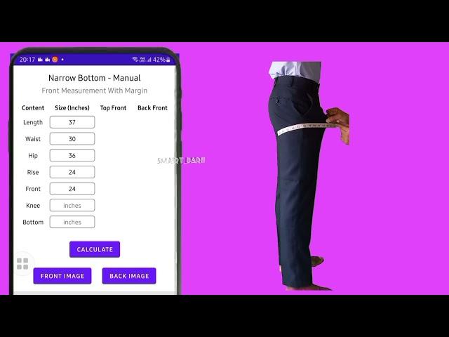 smart darji mobile ऍप से mens |pant cutting pattern आप बना सकते हो.Mobile tailoring app