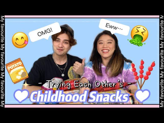 Trying out each other Childhood Snacks