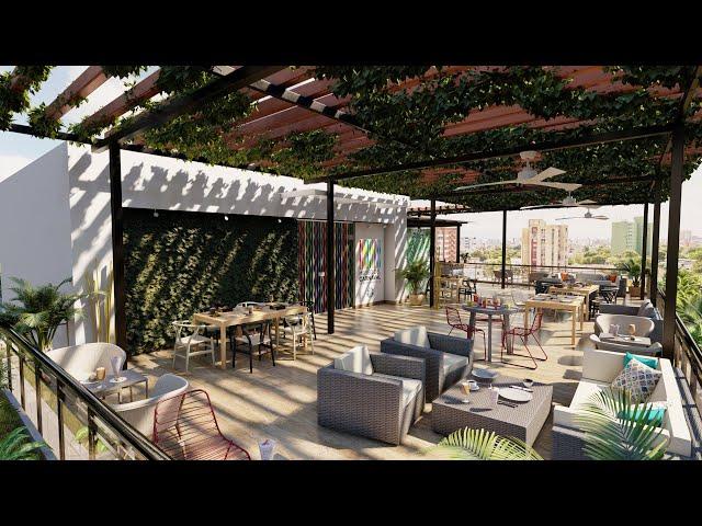 Rooftop Lounge Restaurant - Interior Design