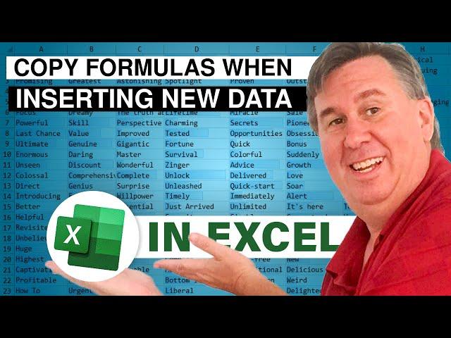 Excel - Insert Row And Excel Formula Automatically Copies - Episode 2349