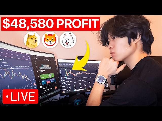 Watch Me LIVE Make $50,000 Trading Crypto Memecoins