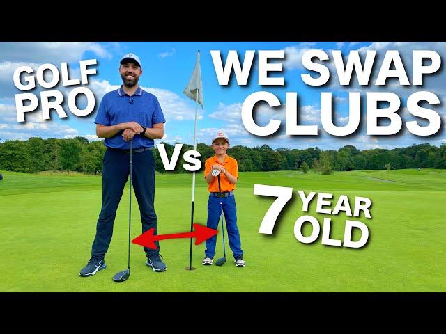 Golf Pro Vs 7 Year Old SUPERSTAR....WE SWAP CLUBS