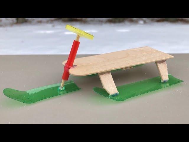 DIY Miniature Sled out of Popsicle sticks and Plastic Bottle