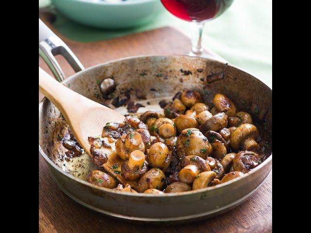 Sautéed Button Mushrooms in White Wine, Garlic, Lemon - Tasty little fungi!