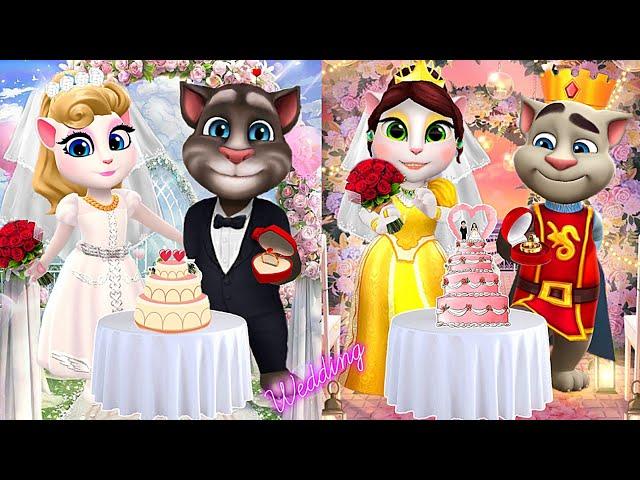 Tom and Angela Wedding  Royal Wedding vs Traditional Wedding my Talking Angela 2 & my tom 2 & 1