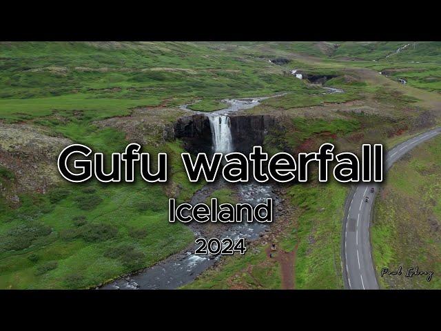 4K drone footage of Gufufoss Waterfall. Iceland. No. 1