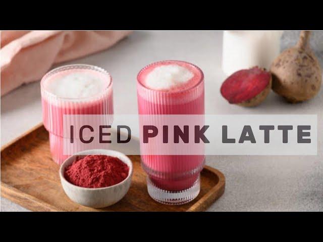 ICED PINK LATTE RECIPE I  The Perfect Healthy  Hibiscus and Beet Drink ! Refreshing Homemade Latte