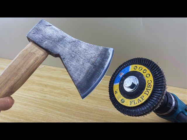 Easy Way To Sharpen Your Ax Like A Razor Sharp ! Amazing Idea