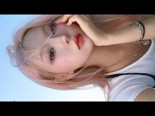 pink 셀피 make up (with. New hair)