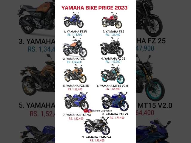 Yamaha Bikes Price List 2023 | #shorts #minutejagmohan