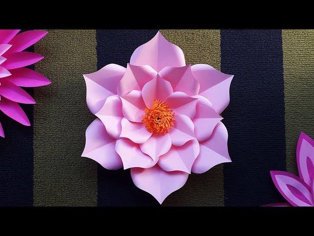 Paper Flower Backdrop with Free Template | Paper Flowers Wall Hanging Ideas