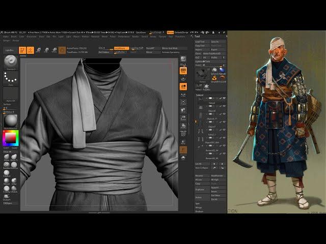 Shinobi | Game Character | Part 2 | Cloth | MarvelousDesigner ZBrush