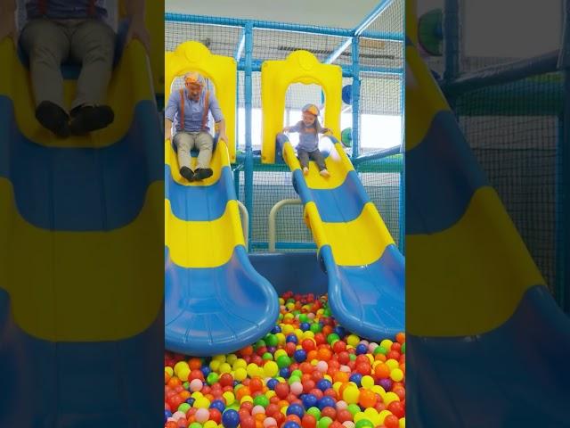 Blippi Goes Down The Slide With A Friend! #shorts | Indoor Playground | Educational Videos For Kids