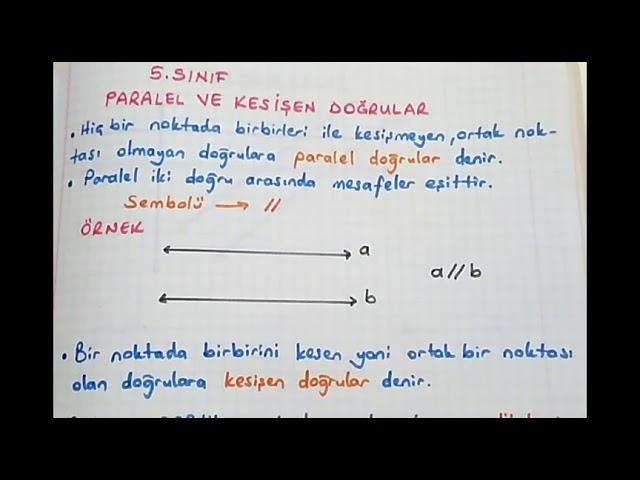 5.sınıf matematik Geometri Paralel ve Kesişen Doğrular