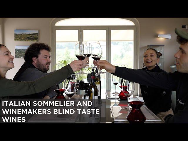 Italian Sommelier and Winemakers blind taste wines in La Morra