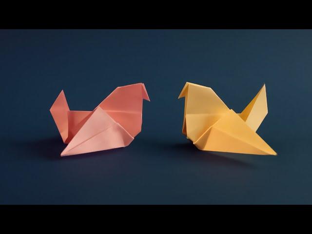 Оригами голубь • Простая оригами птица из бумаги без клея • Dove Bird Origami