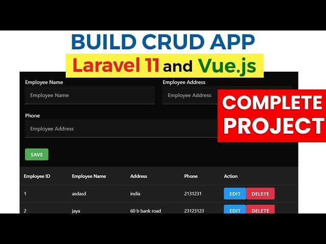 Laravel 11 & Vue.js: Complete Guide to Building a CRUD App