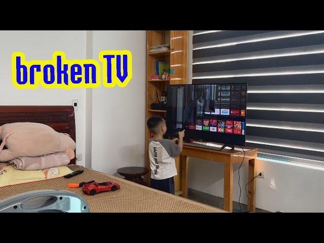 Angry son smashed TV. Dad fixed broken TV  | broken TV.| How to fix a broken tv screen.