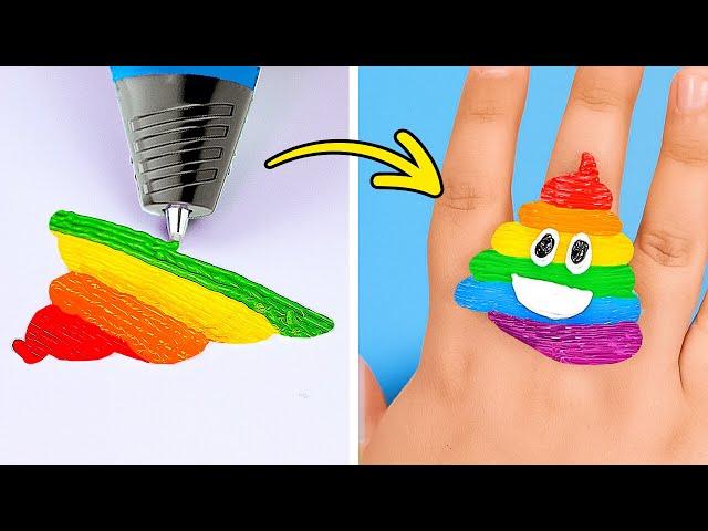 LOUCURA DE ARCO-ÍRIS DIY  Joias INCRÍVEIS com caneta 3D e pistola de cola!