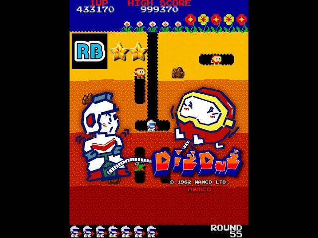 1982 [60fps] Dig Dug 4452990pts Hardest Round256