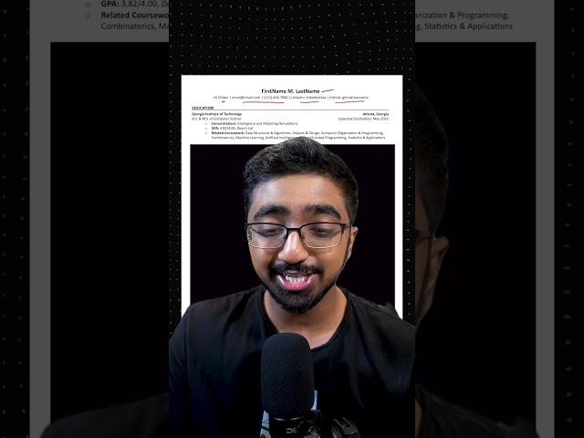 follow THIS resume template for tech internship + job