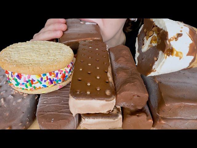 ASMR Chocolate Ice Cream *Haagen-Dazs, Birthday Cake Cookie Sandwich, Snickers, Twix, Klondike, Cone
