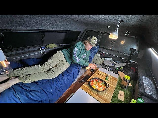 A Rainy Day Truck Camping in the Mountains - Eggs Purgatory