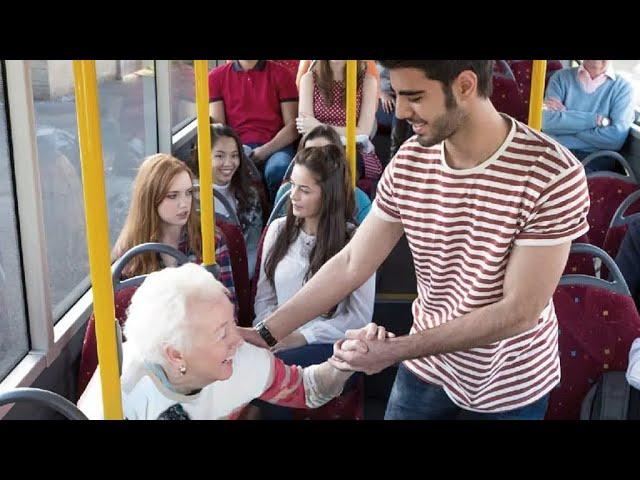 Boy Gives Seat To Old Lady – But Then The Lady Secretly Hands Him Over Something