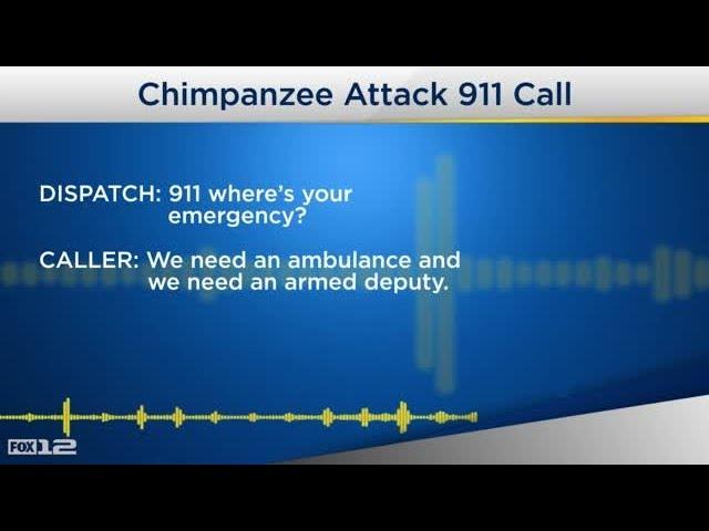 The 911 call from a woman whose pet chimpanzee attacked her 50-year-old daughter