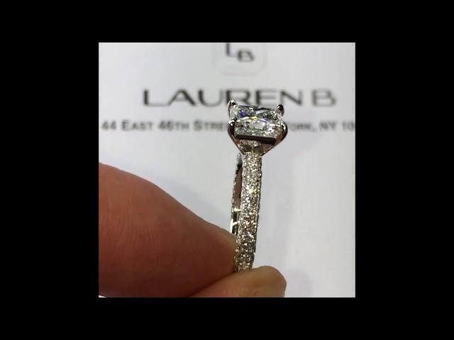 2 carat Princess Diamond Ring in 3 Row Micropave Band