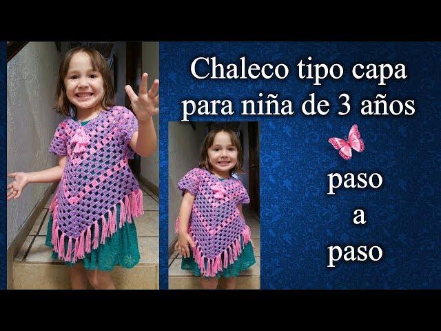 CHALECO NIÑA 2 A 3 AÑOS en crochet PASO A PASO