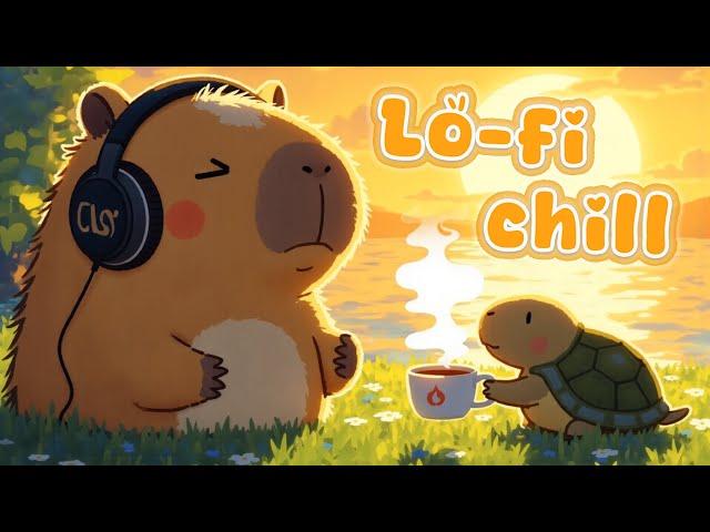 Lofi Chill Sunset  Relaxing Beats with Capybara & Turtle 