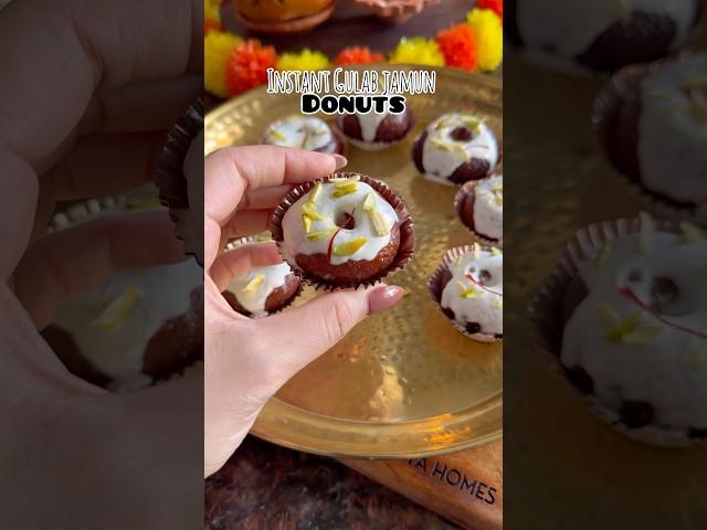 Instant gulab jamun donuts #diwalispecial #diwalisweets #festiverecipes #shorts