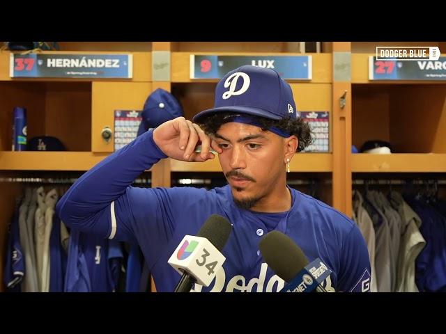 2024 Dodgers Spring Training: Miguel Vargas discusses left field, working with Andre Ethier