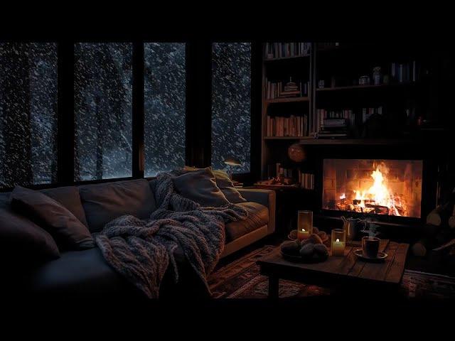 Overcome stress with a winter wonderland | Sleep, relax with the sound of the fireplace | snow storm