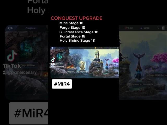 Conquest Upgrade (Mine, Forge, Quintessence, Portal, Holy Shrine - Stage 18) #mir4 #mir4ph