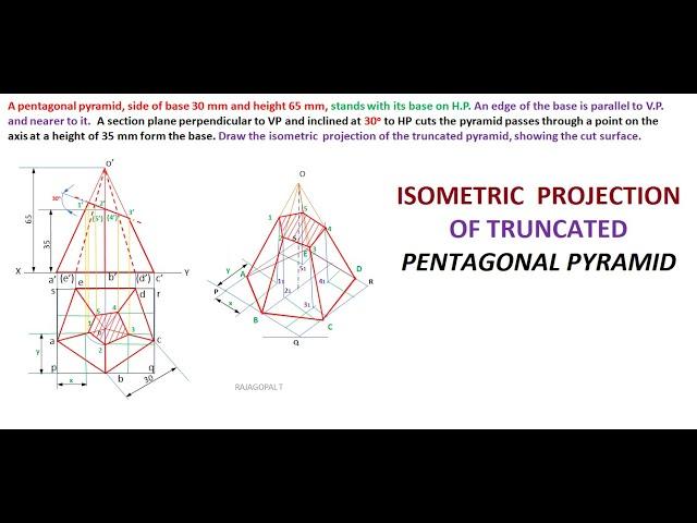 ISOMETRIC PROJECTION OF TRUNCATED PENTAGONAL PYRAMID @rajagopalthangavelsforum