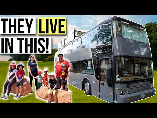 Family of 8 LIVING in a Two Story RV! | DOUBLE DECKER BUS TOUR