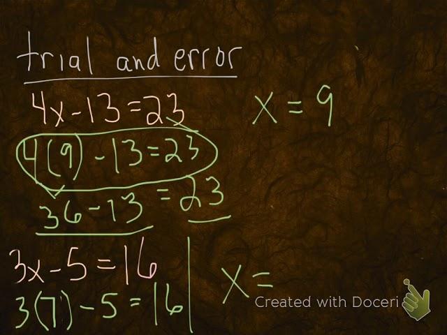 Algebra - trial and error