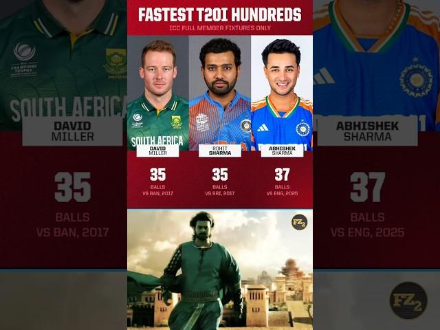 fastest T20I hundreds   #rohitsharma #abhisheksharma #davidmiller